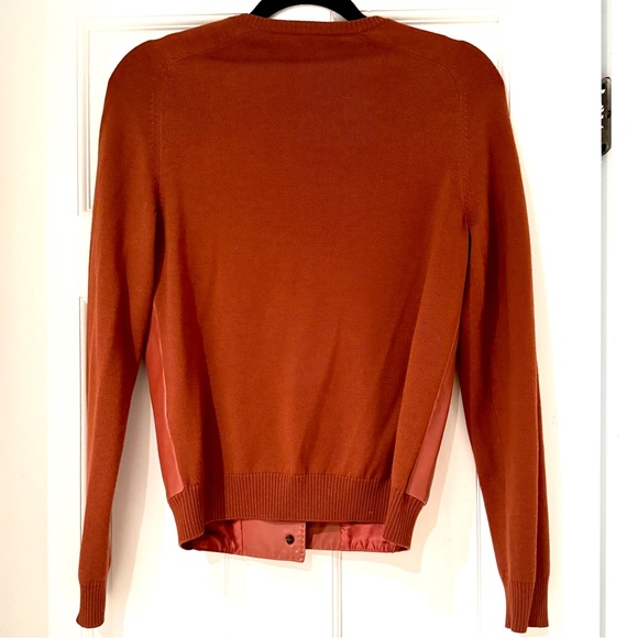 Hermes Cognac Rust Leather and Virgin Wool Cardigan - Picture 5 of 6